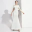 Elegante Ivory / Creme Abendkleider 2020 Meerjungfrau Spaghettiträger Kurze Ärmel Rückenfreies Lange Festliche Kleider