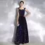 Sparkly Purple Starry Sky Evening Dresses  2020 A-Line / Princess Square Neckline Beading Sequins Sleeveless Backless Floor-Length / Long Formal Dresses
