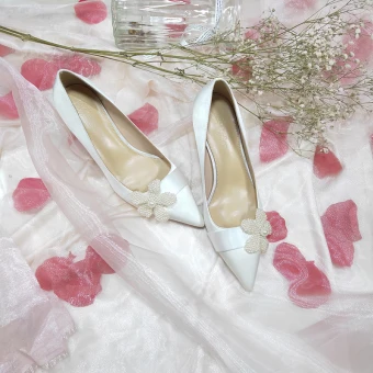 Modern Fashion Ivory Wedding Bridesmaid Pumps 2020 Leather Pearl 5 Cm Stiletto Heels Pointed Toe Wedding Shoes