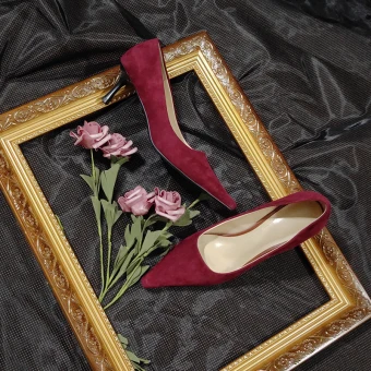 Chic Belle Bordeaux Soirée Escarpins 2020 Cuir Daim 6 Cm Talons Aiguilles À Bout Pointu Escarpins