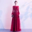 High-end Red Evening Dresses  2020 A-Line / Princess Scoop Neck Beading Crystal Sequins Sash Long Sleeve Floor-Length / Long Formal Dresses