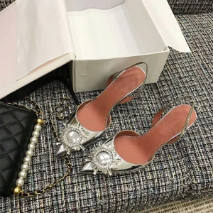 Snygga Fina Silver Afton Damskor 2019 Rhinestone 10 Cm Stilettklackar Spetsiga Högklackade