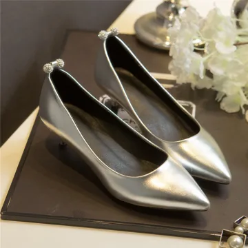 Elegante Zilveren Avond Pumps 2019 Rhinestone 3 Cm Naaldhakken Stiletto Lage Hak Spitse Neus Pumps
