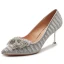 Charming Silver Wedding Bridesmaid Pumps 2019 Rhinestone Stiletto Heels 8 cm Bow Pointed Toe Wedding Shoes