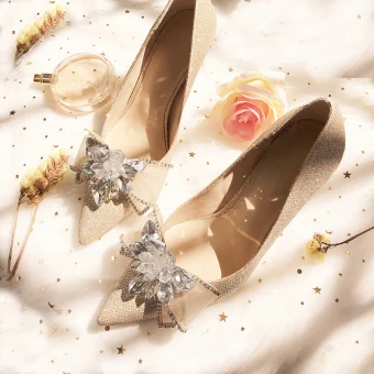 Charming Champagne Wedding Bridesmaid Pumps 2019 Rhinestone Bow Sequins 8 Cm Stiletto Heels Pointed Toe Wedding Shoes
