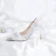 Modern / Fashion White Wedding Shoes 2020 Satin Leather Feather Pearl Sequins 9 cm Stiletto Heels Pointed Toe Wedding Pumps