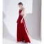 Elegant Burgundy Evening Dresses  2020 A-Line / Princess Satin V-Neck Short Sleeve Backless Floor-Length / Long Formal Dresses