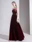 Elegant Burgundy Evening Dresses  2020 A-Line / Princess Suede Strapless Sleeveless Backless Floor-Length / Long Formal Dresses