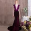 Amazing / Unique Grape Evening Dresses  2018 Trumpet / Mermaid Feather Rhinestone Scoop Neck Suede Sleeveless Sweep Train Formal Dresses