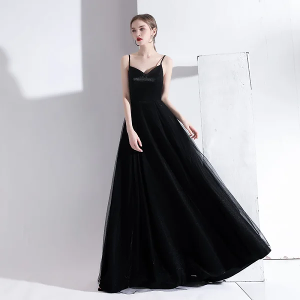formal dresses on line Off-the-Shoulder Ankle-Length Black Split Prom Dress Party Dress US6 / As Picture main image 0