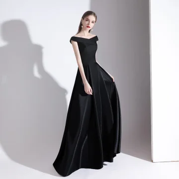 Chic Beautiful Solid Color Black Evening Dresses 2020 A Line Princess V Neck Sleeveless Backless Floor Length Long Formal Dresses