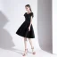 Classy Black Homecoming Graduation Dresses 2020 A-Line / Princess V-Neck Short Sleeve Backless Knee-Length Formal Dresses