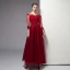 Classy Burgundy Evening Dresses  2020 A-Line / Princess Scoop Neck Beading Crystal Sequins 3/4 Sleeve Ankle Length Formal Dresses