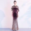 Scintillantes Dégradé De Couleur Robe De Soirée Avec Châle 2020 Trompette / Sirène Paillettes Encolure Dégagée Manches Courtes Longue Robe De Ceremonie