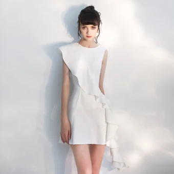 Fashion Ivory Party Dresses 2020 A Line Princess Scoop Neck Sleeveless Short Formal Dresses