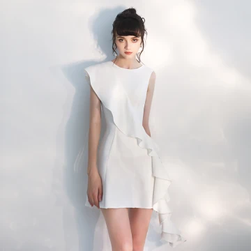 Fashion Ivory Party Dresses 2020 A Line Princess Scoop Neck Sleeveless Short Formal Dresses