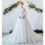 Chic Ivoire Robe De Mariée 2020 Princesse Encolure Dégagée Perle En Dentelle Fleur Manches Longues Tribunal Train