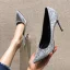 Charmig Silver Afton Pumps 2020 Polyester Paljetter 10 cm Stilettklackar Spetsiga Pumps