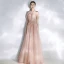 Chic / Beautiful Pearl Pink Evening Dresses  2020 A-Line / Princess Scoop Neck Beading Pearl Lace Flower Sequins Sleeveless Backless Floor-Length / Long Formal Dresses