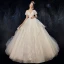 High-end Ivory Wedding Dresses 2020 Ball Gown V-Neck Beading Pearl Sequins Lace Flower Appliques Short Sleeve Backless Royal Train