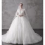 High-end Ivory Wedding Dresses 2020 A-Line / Princess V-Neck Beading Pearl Rhinestone Sequins Lace Flower 3/4 Sleeve Royal Train