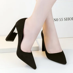 Chic Belle Noire Désinvolte Escarpins 2019 Daim 10 Cm Talons Aiguilles À Bout Pointu Escarpins