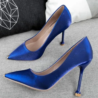Classy Royal Blue Evening Party Pumps 2019 Satin 10 Cm Stiletto Heels Pointed Toe Pumps