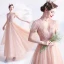 Fashion Blushing Pink Homecoming Graduation Dresses 2021 A-Line / Princess High Neck Beading Pearl Sequins Short Sleeve Backless Floor-Length / Long Formal Dresses