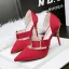 Simple Rouge Désinvolte Chaussures Femmes 2019 Boucle 10 cm Talons Aiguilles À Bout Pointu Talons Hauts