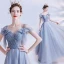 Fashion Silver Prom Dresses 2021 A-Line / Princess Square Neckline Rhinestone Bow Short Sleeve Backless Floor-Length / Long Formal Dresses