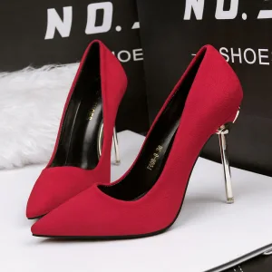 Betaalbare Rode Ol Pumps 2020 Suede 10 Cm Naaldhakken Stiletto Spitse Neus Pumps