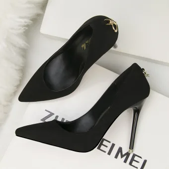 Affordable Black Ol Pumps 2020 Suede 11 Cm Stiletto Heels Pointed Toe Pumps