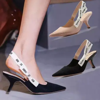 Enkel Svart Casual Flette Sandaler Dame 2020 Sløyfe 5 Cm Stiletthæler Spisse Sandaler