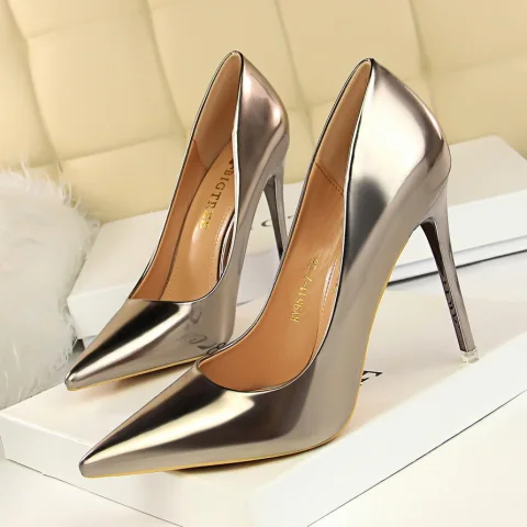 Fine Bronse Aften Pumps 2020 10 cm Stiletthæler Spisse Pumps