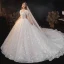 Victorian Style Ivory Lace Flower Wedding Dresses 2021 V-Neck Short Sleeve Backless Royal Train Wedding