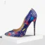 Unique Freizeit Königliches Blau Gekritzel Pumps 2020 11 cm Stilettos Spitzschuh Pumps