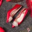 Elegancka Czerwone Buty Ślubne 2020 Satyna Perła 6 cm Szpilki Szpiczaste Ślub Czółenka