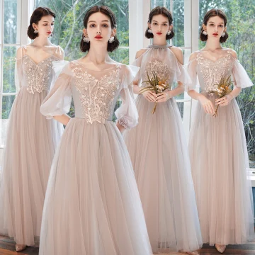 Simple Rougissant Rose Robe Demoiselle D Honneur 2021 Princesse V Cou En Dentelle Fleur Appliques Manches Courtes Dos Nu Longue Robe Pour Mariage