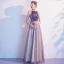 Chic / Beautiful Purple Evening Dresses  2020 A-Line / Princess Lace Scoop Neck Sleeveless Floor-Length / Long Formal Dresses