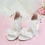 Stijlvolle Ivoor Avond Sandalen Dames 2020 Enkelband Appliques Parel Strik 7 cm Dikke Hak Peep Toe Sandalen