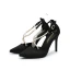 Chic / Belle Noire Soirée Sandales Femme 2020 Satin Perle X-Strap 10 cm Talons Aiguilles À Bout Pointu Sandales