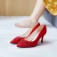 Chic / Belle Rouge Chaussure De Mariée 2020 Daim Faux Diamant 7 cm Talons Aiguilles À Bout Pointu Mariage Escarpins