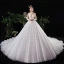 Charmant Ivoire Robe De Mariée 2020 Princesse Encolure Dégagée Perlage Perle Paillettes En Dentelle Fleur Manches Longues Cathedral Train