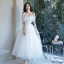 Simple Blanche En Dentelle Fleur Plage Robe De Mariée 2021 Princesse De l'épaule Manches Courtes Dos Nu Longue