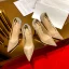 Sexy Champagner Strass Abend Pumps 2021 10 cm Stilettos Spitzschuh Pumps Hochhackige
