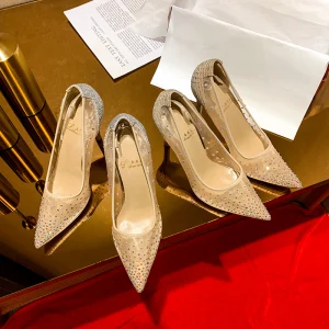 Sexy Champagner Strass Abend Pumps 2021 10 Cm Stilettos Spitzschuh Pumps Hochhackige