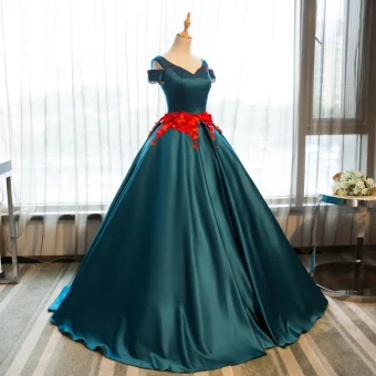 Vintage Originale Vert Foncé Quinceañera Robe De Bal 2018 Robe Boule Appliques Cristal V Cou Dos Nu Sans Manches Longue Robe De Ceremonie