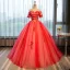 Elegant Vannmelon Quinceañera Ballkjoler 2018 Ballkjole Printing Kjæreste Ryggløse Korte Ermer Lange Formelle Kjoler