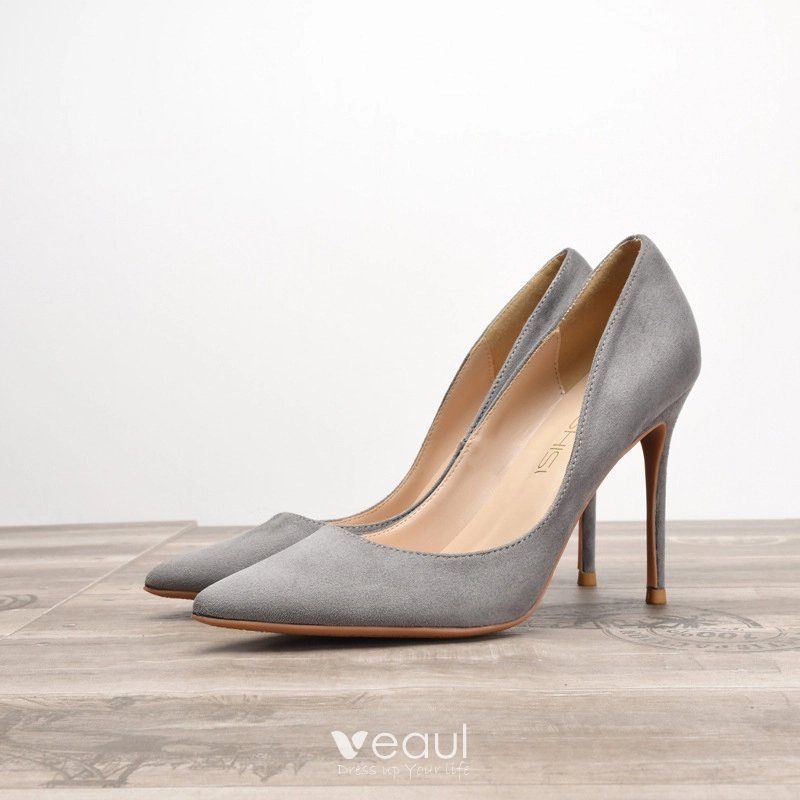 Public Desire Prinny grey suede block heeled shoes | ASOS