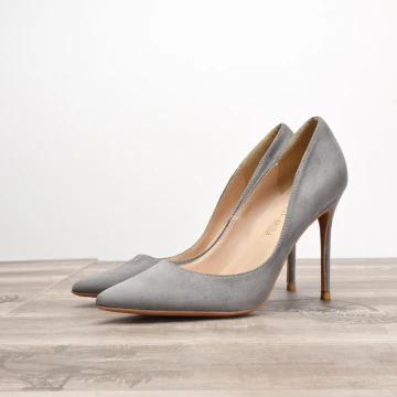 Eenvoudige Grijs Kantoor Pumps 2020 Suede 10 Cm Naaldhakken Stiletto Spitse Neus Pumps